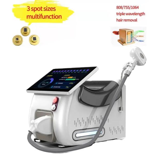 3 Wavelength Diode Laser Hair Removal Machine 2500W 2 In 1 Beauty 755 808 1064
