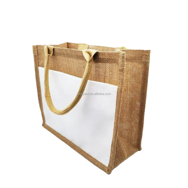 ZELOYAUT Wholesale Promotional Business Gifts Sublimation Flax Beach Bags Custom Women's White Tote Jute Bag for Advertising