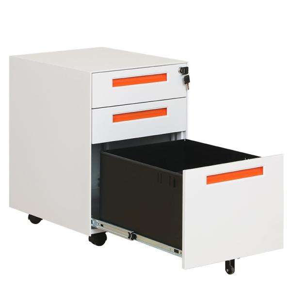 Modern 3-Drawer Adjustable Movable Pedestal Mobile File Cabinet Home Office School Gym Warehouse Hotel Hospital Metal Material