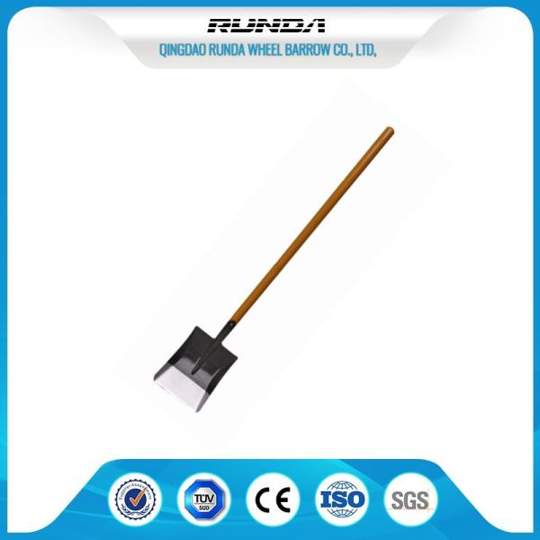 Farming Flat Spade Shovel / Head Shovel Hardwood Handle Railway Steel Material