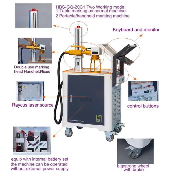 1060nm HBS Portable Handheld Fiber Laser Marking Machine Air Cooling