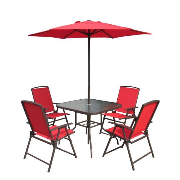 Outdoor Modern Metal Folding Foldable Garden Chairs and Table Patio Furniture Garden Patio Set with Umbrella