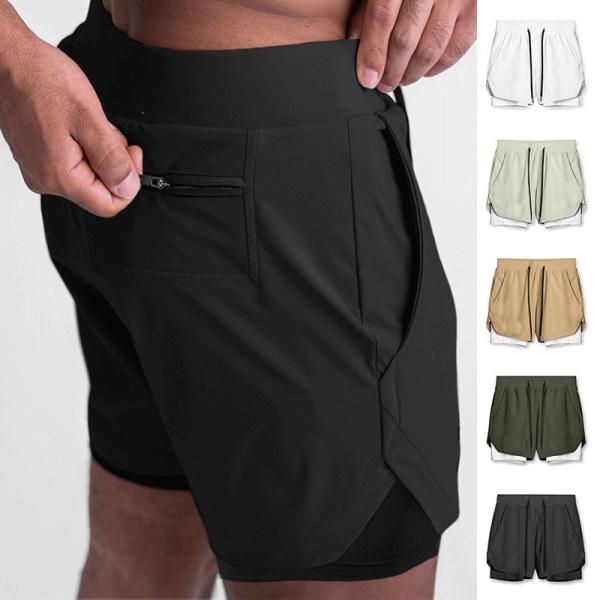 2 In 1 Double Layer Sports Mens Gym Shorts Custom LOGO 5 Inch Fitness Workout Shorts