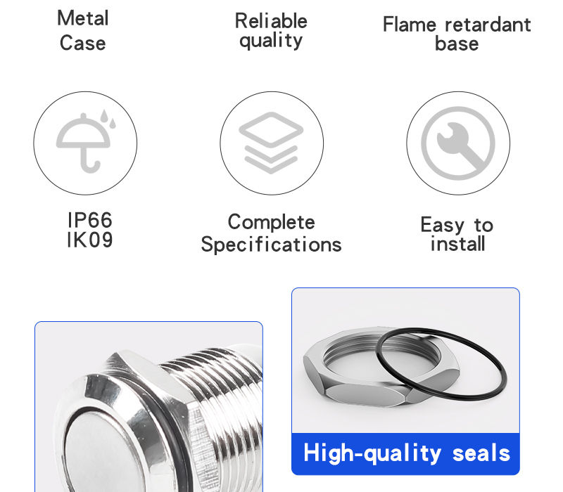 12MM Metal Push Button Switch No Light High Head Flat Head Self Resetting Welding Foot 2 Pin Normally Open Small Doorbell
