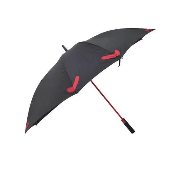 Square Shape 8 Ribs Storm Proof Umbrella With Reflective Logo Print And Skidproof Top