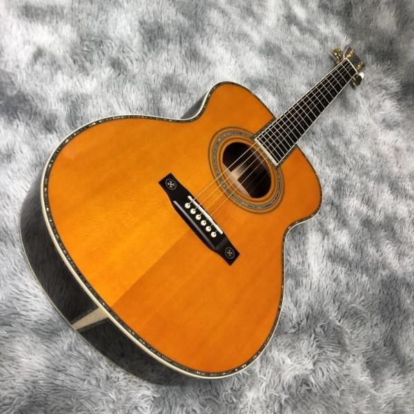 Custom 40 Inch OM Body Acoustic Guitar in Yellow Abalone Binding