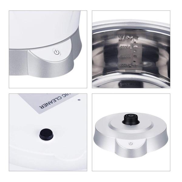 Un limpiador ultrasónico del hogar del botón con forma redonda del tanque desmontable