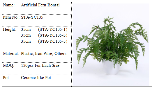 Сымитированное поддельное дерево папоротника, поддельные на открытом воздухе папоротники легкие для того чтобы позаботить с керамическим как бак