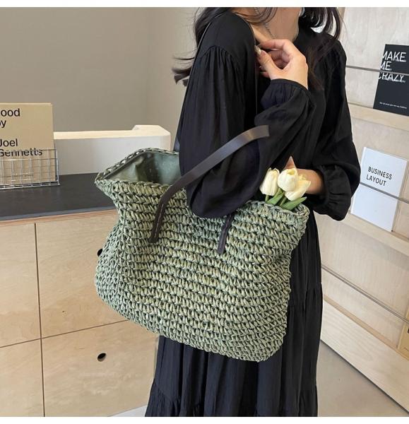 High Quality Wholesale Women'S Summer Crochet Raffia Straw Bag Handmade Designer Open Shoulder Bag Crochet Beach Bag for Women Summer Beach Totes Bag Women Crochet Purses Rattan Earrings