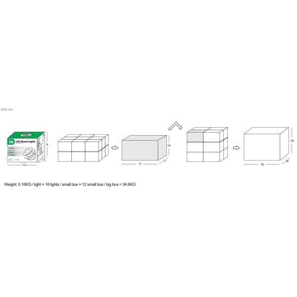 СИД ИП44 СМД квадратное утопленное вниз освещает