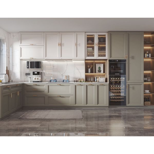 Melamine Kitchen Furniture with Island Design Multifunctional Modern Cabinet