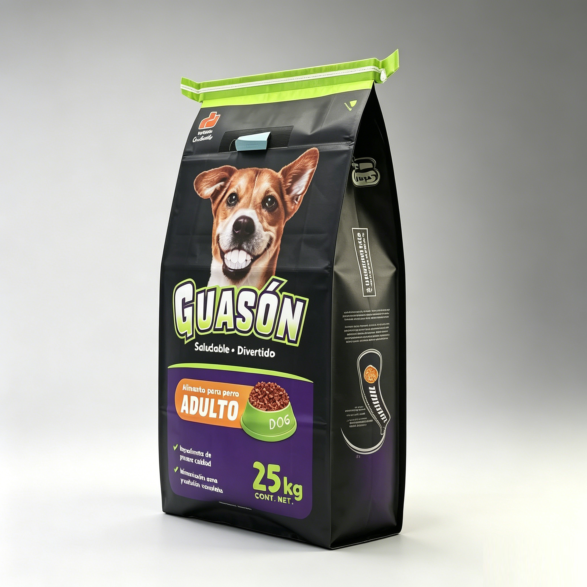 Custom Printed PP Woven Dog Food Bag With Easy Tear Strip | 25KG Heavy Duty Stand Up Sack For Adult Dry Dog Feed Bulk Packaging
