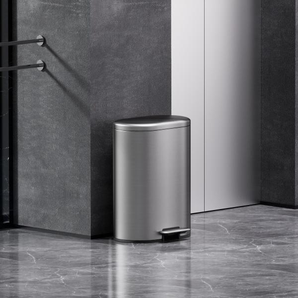 Rectangular Soft Close Pedal Bin with ANTI-FINGERPRINT Function and Durable Stainless Steel Material rounded rectangle trash can