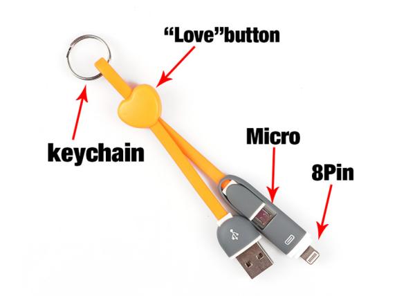 2018 core design fast charger 25cm 2 in 1 usb cable for smartphone