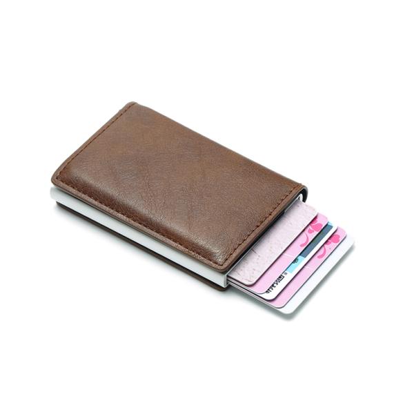 Customized Color Pop Up PU Leather Metal Wallet Blocking Automatic Aluminium Credit Card Holder Custom