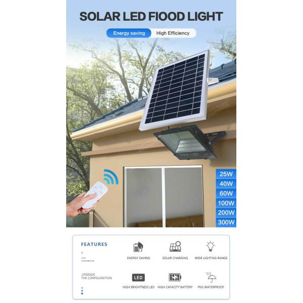 200W Solar Panel Flood Light LED Solar Flood Light for Outdoor Waterproof and Durable