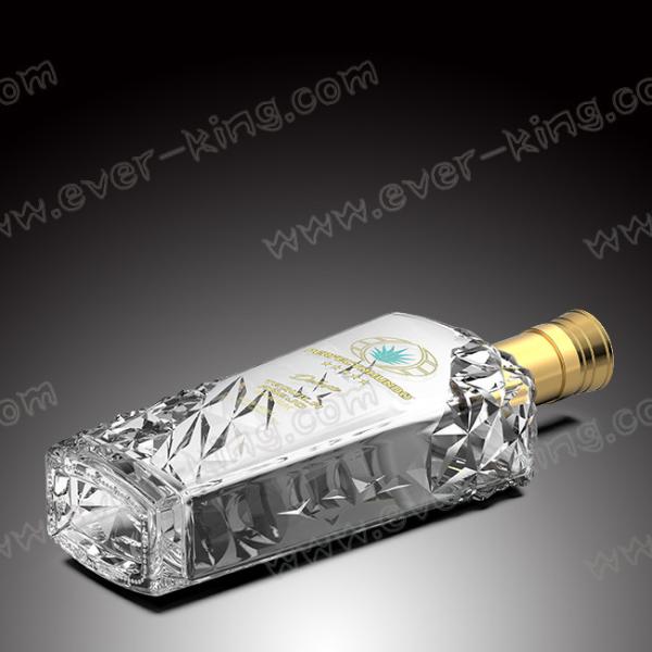 Transparent Embossing Luxury Spirits Tequila Rectangular Bottle
