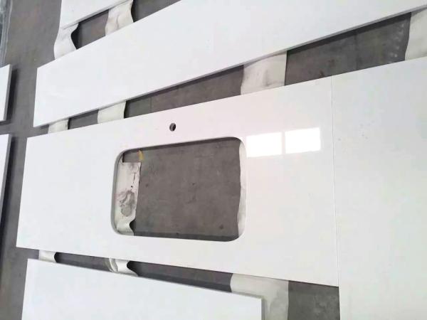 Durable Prefabricated Vanity Countertops , Absolute White Natural Quartz Vanity Top