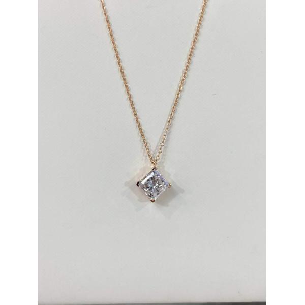 Solitaire Princess Cut 1ct Lab Grown White Diamond Necklace Pendant Colorless 1ct VVS