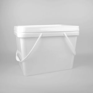 20L White PP Rectangular Plastic Bucket with Sealing Lid