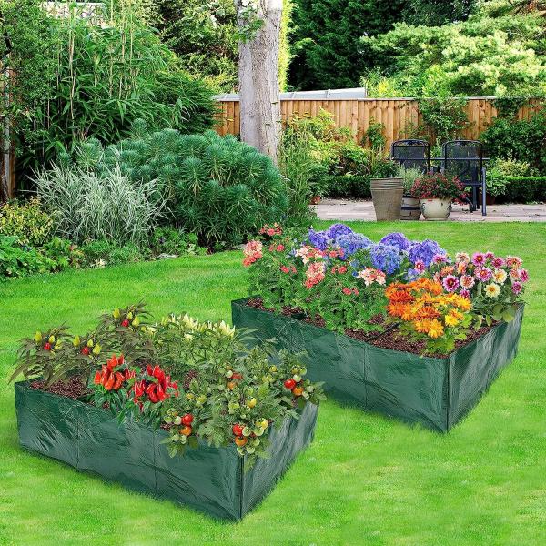 Garden Planter, Fabric Grow Beds Divided Grids, Planting Bags with Drainage Holes, PE Planter Pots for Tomatoes