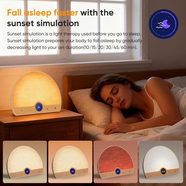ABS Wake Up Light Therapy Lamp Adjustable Sunlight Alarm Clock 2700K 4000K 6000K