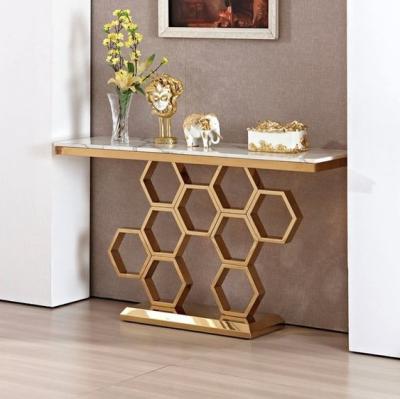 Marble Rectangular Console Table Stylish Tea Table With Faux Marble Top