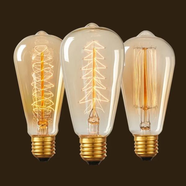 Retro Style Bulb 110v-220v Antique Incandescent Lamp St64 St58 E26 E27 B22 25w 40w 60w