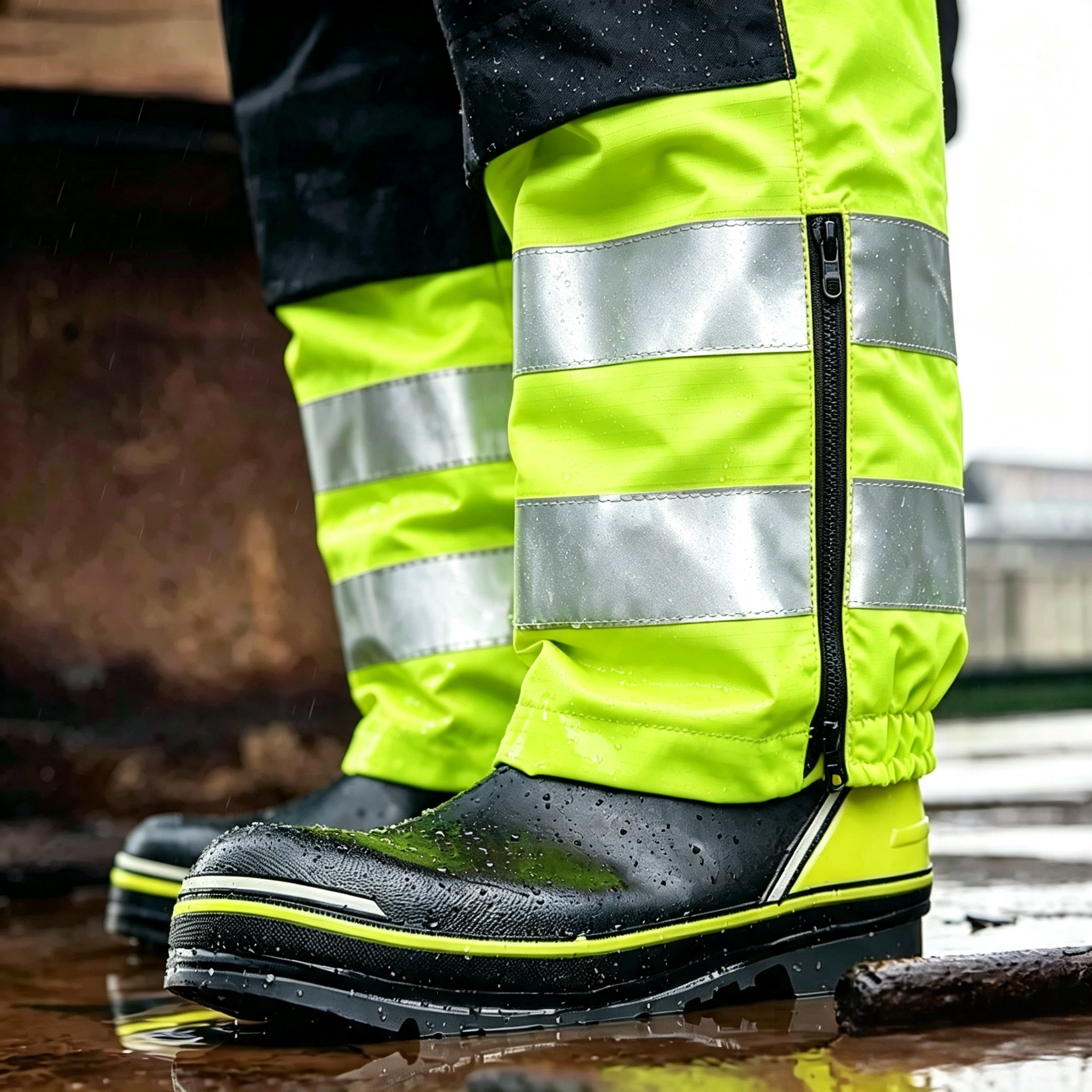 Water Jetting High Visibility Bib Overalls Adjustable Waistband Heavy Duty Waterproof Coveralls Impact Resistant