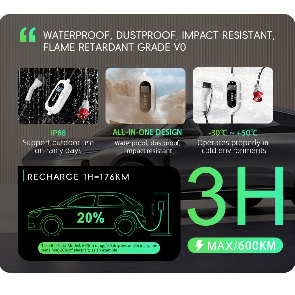 3 Phase 22kw 32A User Friendly Overcurrent Protection Mode 2 EV Smart Charger