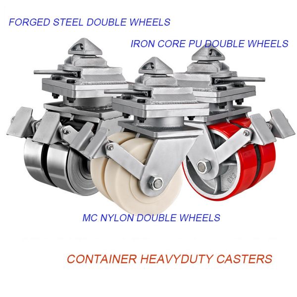 Container Caster PU MC Nylon Forged Steel Double Extra Heavy Duty Casters Wheel Cast Iron Core Load Capacity 6-9 Tons