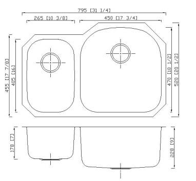 1.2mm Thickness Double Bowl Ss Kitchen Sink Above Counter / Undermount Installation