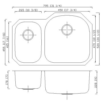 1.2mm Thickness Double Bowl Ss Kitchen Sink Above Counter / Undermount Installation
