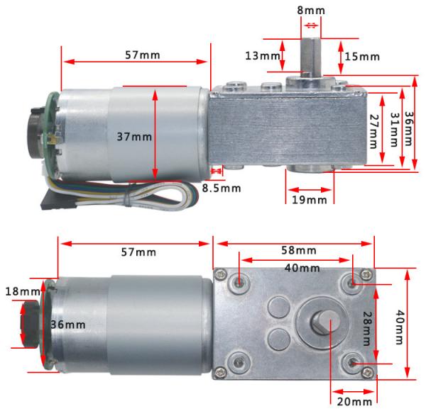 O sem-fim da C.C. do codificador 30W alinhou o motor que o torque alto 12V viaja de automóvel o travamento do auto