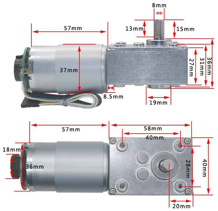 Червь DC кодировщика 30W зацепил мотор высокий вращающий момент 12V едет на автомобиле запирать собственной личности