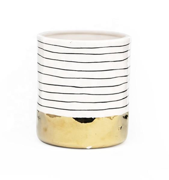 16oz Electroplated White Mug With Gold Handle For Everyday Mugs Personality 5 X 3-3/4 X 4-3/8 Round