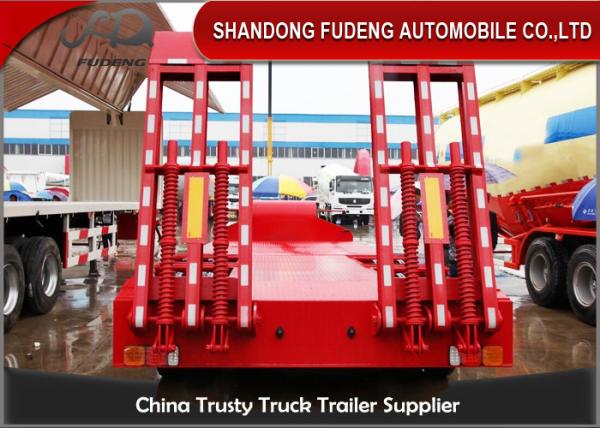 Custom Low Bed Trailer Transporter , Tri Axle 80 Ton Gooseneck Low Bed Trailer