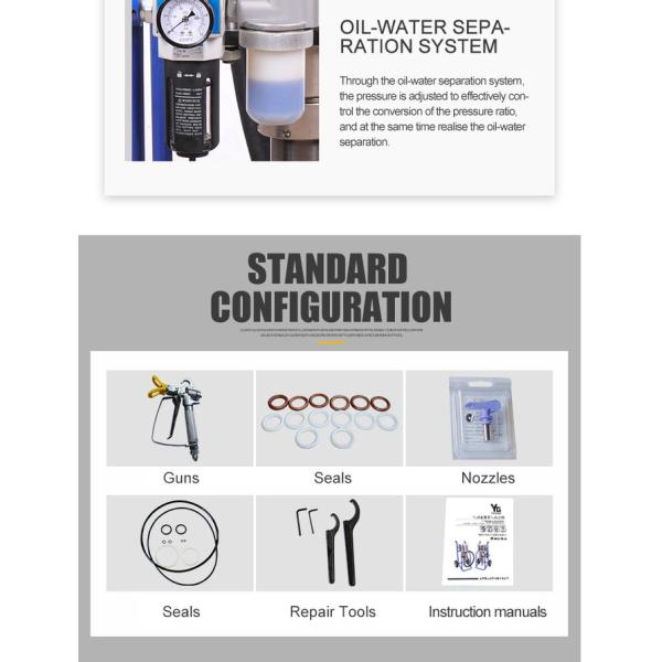 High Pressure Pneumatic Airless Paint Sprayer 20 Liters/Min 120mm Stoke Fireproofing Coating Spray Machine