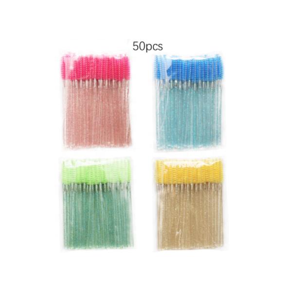50PCS Crystal Eyebrow Brush Makeup Eyelash Extension Tool Pink Yellow