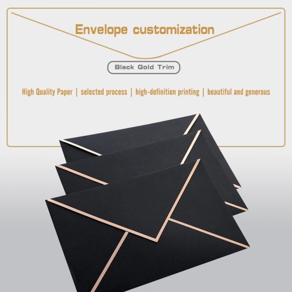 Uv Bronzing Logo Black Card Kraft Paper Envelope For Business