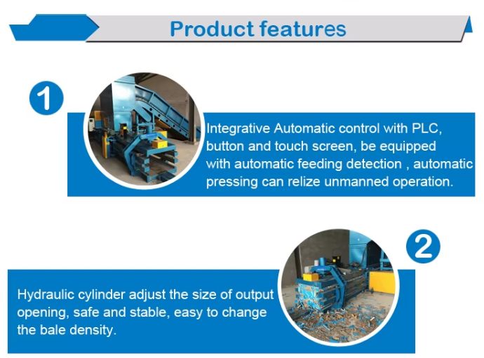 Paper Horizontal Waste Baler With 60 Tons Pressure PLC Control And Automatic Wire Feeding