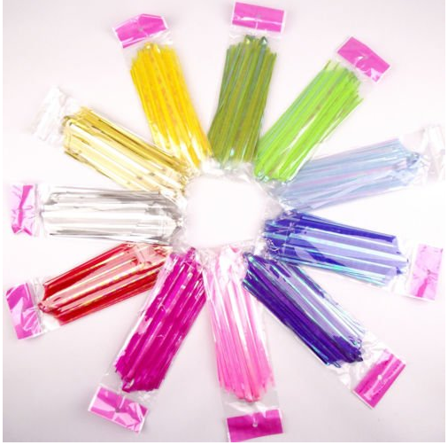 Organza Stripe Large 6 inch / 50mm Butterfly Pull Bows , green purple pull string bow ribbon