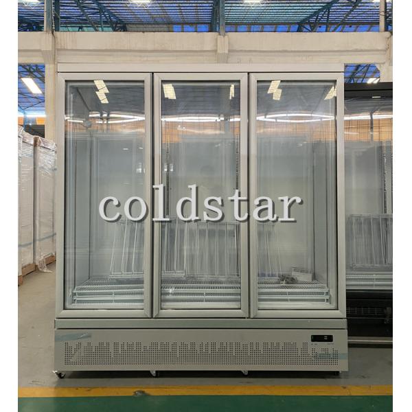 1600L 5 Layer Soft Drink Refrigerator Display Case Glass Door Upright Cooler