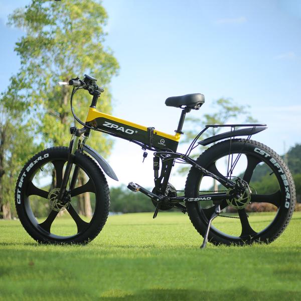 Folding Full Suspension Fat Tire Electric Bike 1000W 48V 26*4.0 Snow Tire Disc Brake