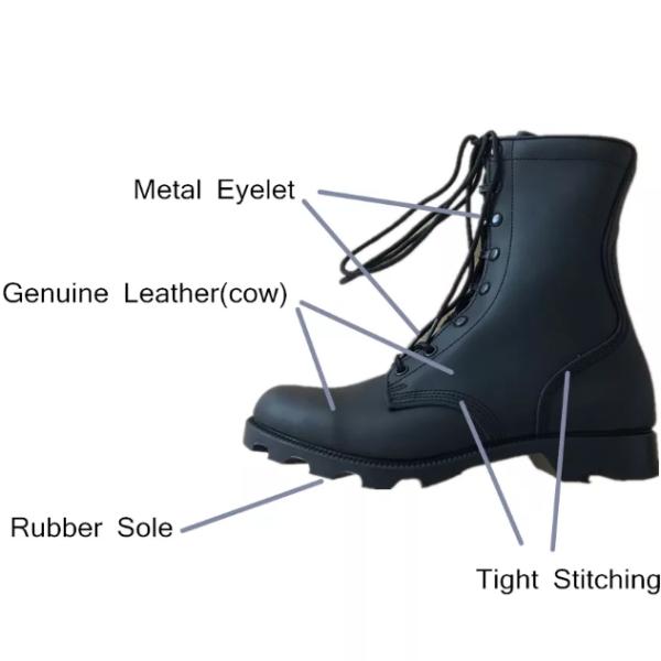 Людей ботинка тактических ботинок боя подошва неподдельных кожаных черных резиновая 6