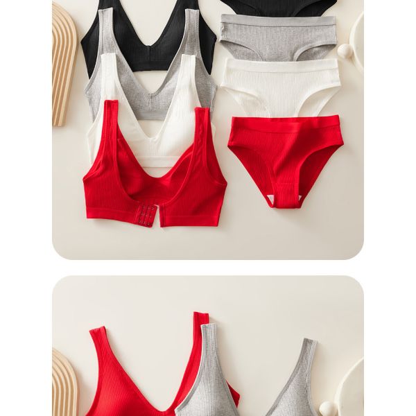 Wholesale One Piece Sports Bra Panty Set New Style Sport Style Ribbed Underwear Set for Women