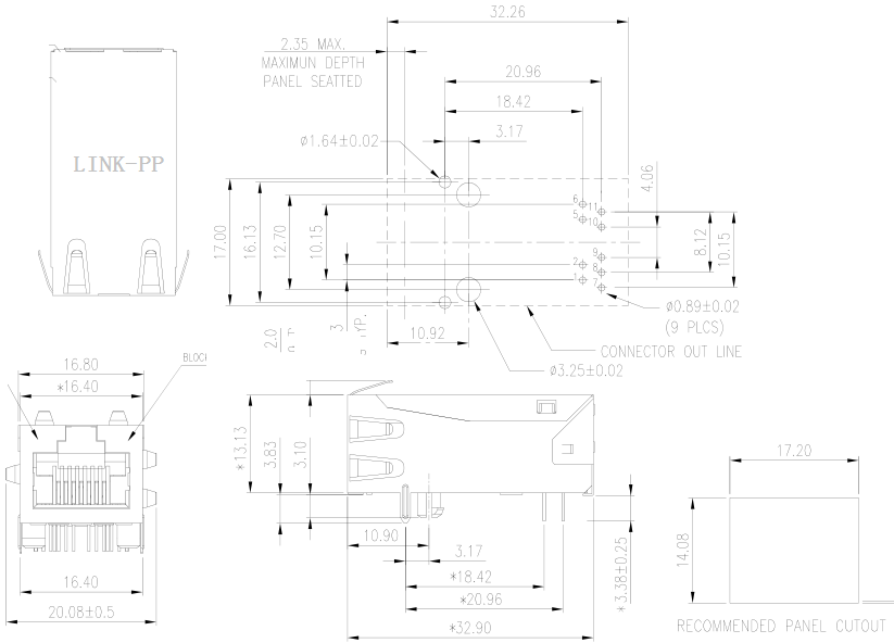 Порт Mag 10/100 Poe Rj разъема RJMG1010200A0NR POE RJ45 одиночный, отсутствие СИД