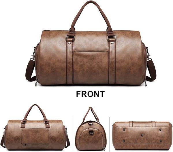 50L Leather Travel Garment Bag Compartment Business Mens Suit