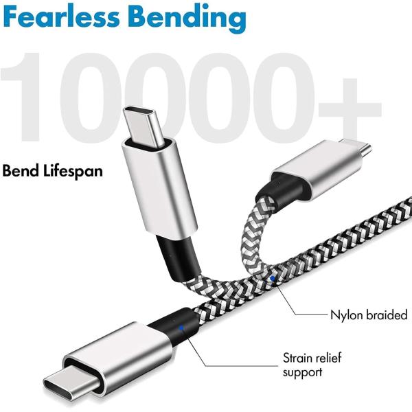 Нейлон заплел прямой тип поручать кабеля 3m 10ft USB c быстрый