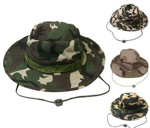 Men's Camo Cotton Bucket Hat For Outdoor Training Buckle Strips Available